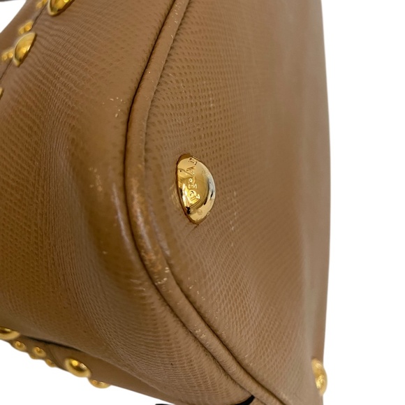 Prada Saffiano Cuir Studded Promenade Shoulder Bag – Authentic COA, Card & Strap - Picture 7 of 16